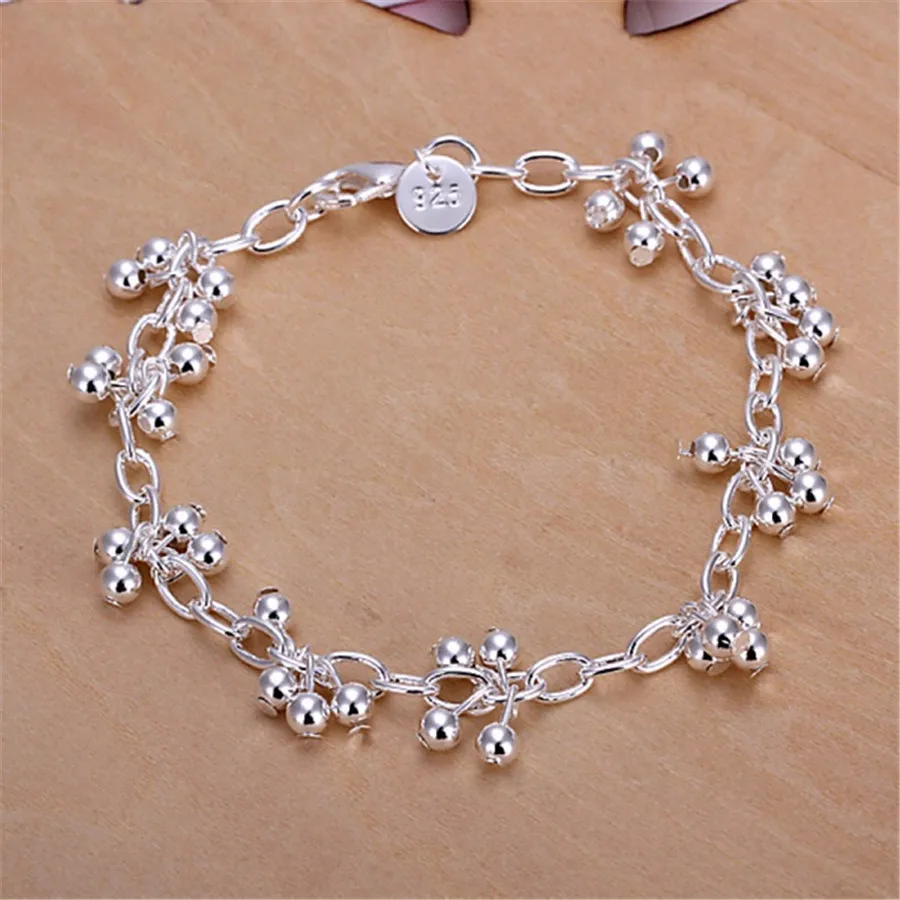 Beautiful 925  silver bracelets nice for wedding women chain Bracelet Charm bead - £16.37 GBP