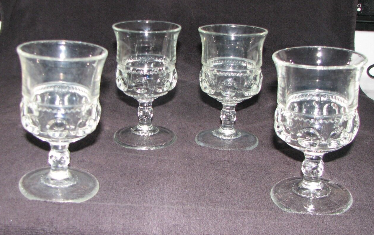 5 Indiana Glass Clear 6 oz Kings Crown Thumbprint Goblet 5 3/4&quot; Stemware - $29.65