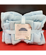 6 Pc Towel Set Blue Polyester Microfiber Blue Lagoon Spa Collection - £18.59 GBP