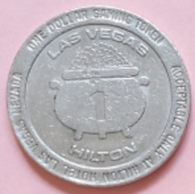 HILTON Las Vegas, NV One Dollar 'Good Luck Pot of Treasure' Gaming Token, 1989 - $10.95