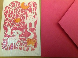 Baby Girl Congratulations Card Cutout Deer in front of a Castle  *NEW* u1 - $4.50