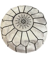 White Moroccan pouf- White Pouf with Black Stitching- white pouf ottoman... - $1,621.34 MXN