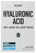 Night Skincare Hyaluronic Acid Anti-Aging Silk Sheet Masks 10 Count EXP 10/2025 - £22.46 GBP