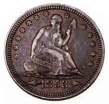 1853 Flechas Y Rayos 25C Sentada Trimestre En Extra Fina XF Estado Fuerte Detail - $246.53