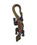 Beautiful Unique Hand Carved Wooden Aboriginal Dot Paint Gecko Lizard Tr... - £17.36 GBP