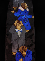 Designer Handmade silk tie - Monkeys in smoking jackets - renaissance gi... - $125.00