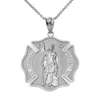 .925 Sterling Silver Saint Florian Firefighter Pendant Necklace - £38.64 GBP+