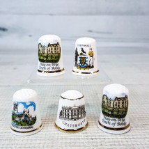 Vintage LOT 5 White Bone China Thimbles England Chatsworth Cornwall Hay ... - $24.24