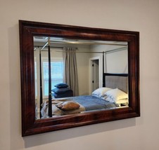 Henredon Vintage Heavy Wood Mahogany Frame Rectangular Wall Mirror 53x41 - £626.42 GBP