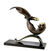 Brass and Marble Balancing Act Otters Statue - £298.49 GBP