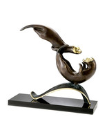 Brass and Marble Balancing Act Otters Statue - £299.10 GBP