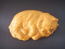 Ceramic Sleeping Red Orange Tabby Cat Figurine Kitten Kitty Shelf Sitter - £5.53 GBP