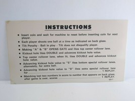 Little Chief Pinball Machine Original Instructions Card 1975 Double Sided 458-7 - £10.04 GBP