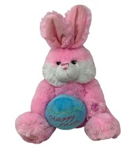 Dan Dee Pink Happy Easter Bunny Plush 18 In Stuffed Animal Rabbit Blue E... - £13.39 GBP