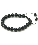 Crystal Ball Black Onyx Color New 10 mm Buddhist Macrame Bracelet 1271 - £23.48 GBP