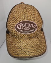 Corona Mexico Ball Cap Wicker Straw Front and Bill Adj Strap Back Net Ma... - £8.27 GBP