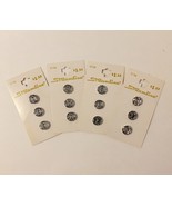 Vintage Streamline Buttons Faceted Crystal Silver Set Of 12 On Cards Siz... - £19.98 GBP