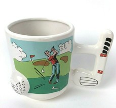 Vtg Golf MUG Club handle 3D man cave gift for dad father golfer - £11.85 GBP
