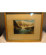 VTG 40’s Lake moraine Beautiful Lithograph Print Framed Canada - £23.63 GBP
