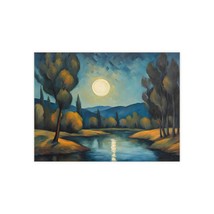 Lake Moon Landscape Ceramic Tile Backsplash Wall Art 6x8 Inches - $561.45 MXN