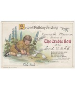 Vintage Postcard Birthday Child Feeds Birds Cradle Roll 1911 - £7.11 GBP