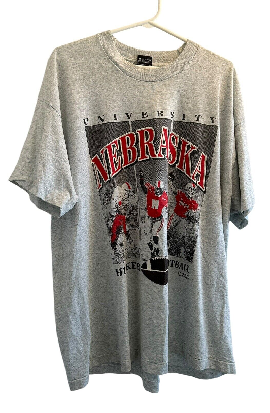 Vintage University of Nebraska Husker Football Single Stitch T-shirt Sz 2XL USA - £27.27 GBP