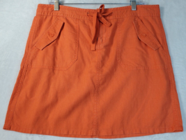 Calvin Klein A Line Skirt Womens Size Medium Orange Cotton Pockets Draws... - $14.98