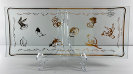 Vintage 1994 Warner Bros Glass Gold Trimmed 6 x 14.5 in Domed Tray RARE - £62.27 GBP