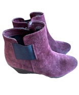 Naturalizer Laila Wedge Ankle Booties Womens Size 7 M Bordo Suede Leather - $27.34 CAD