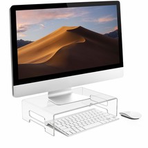 Sorbus Acrylic Monitor Stand - 12 x 8 x 3" - Clear Laptop Riser with Carry Handl - £33.70 GBP