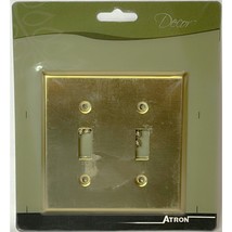 Trad Brass Plated Double Switch Wall Plate Cover New - $5.18