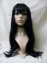 Black Vampiress Wig w/ V Widows Peak bangs Gothic Vampire Queen Morticia... - £9.35 GBP