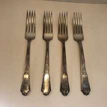 4 Dinner Forks Ancestral 1847 Rogers Bros Silverplate Flatware 7.5&quot; - £19.51 GBP