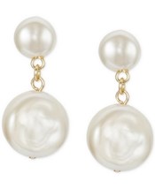 Charter Club Gold-Tone Mother-of-Pearl Coin Drop Earrings - £12.59 GBP