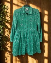 JCrew Dress Girls SIZE 6 Floral Paisley Long Sleeve Button down green w/... - $33.39 CAD