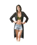 Bohemian Chic Long Black Crochet &amp; Lace Beach Dress or Bikini Cover Up - £12.44 GBP