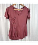 White Crow Women’s V-Neck T-Shirt Size Small Mauve Pink Pocket Tee Casua... - $11.77 CAD