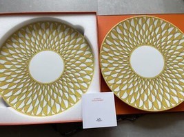 Hermes Soleil d&#39;Hermes Dinner Plate 27 cm porcelain dinnerware yellow 2 Set - £576.07 GBP