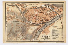 1905 Antique City Map Of Namur / Namen / Wallonia / Belgium - $23.05