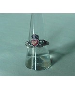 Vintage Sterling Silver Claddagh Ring Reddish Pink Heart Stone - £51.95 GBP