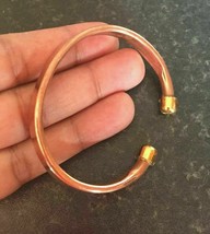 Unisex Pure Copper Flat Clip Kids Bracelet Cuff Adjustable Size Hindu Kada Kara - £10.43 GBP