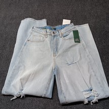 NWT Wild Fable Jeans Women 0 / 25 Blue Highest Rise Baggy Pants Distressed - £10.91 GBP