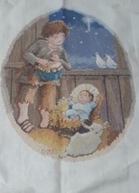 Janlynn COMPLETED Cross Stitch Sampler, The Little Drummer Boy Baby Jesus, Oval - £22.86 GBP
