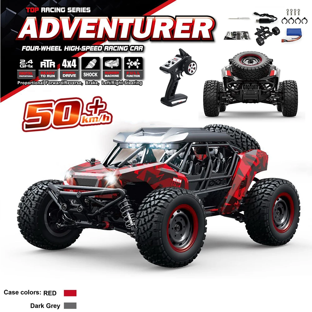 16106 1:16 50KM/H 4WD RC Car With LED Remote Control Off-road Cars High Speed - £84.71 GBP+