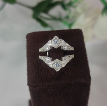 Vintage Round Shape Diamond Enhancer Womens Wrap Wedding Ring14k White Gold Over - £95.16 GBP