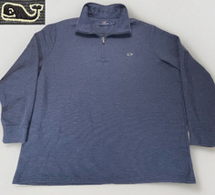 Vineyard Vines 1/4 Zip Pullover Sweater Mens 2XB Big Blue Cotton Poly Whale Logo - $28.30