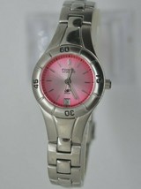 FOSSIL BLUE all Stainless Pink Dial Date Watch  AM-3763 water resistant 100m - £31.50 GBP