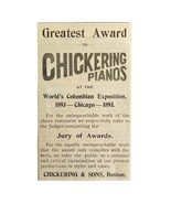 Chickering Piano World&quot;s Fair 1894 Advertisement Victorian Instrument 5 ... - $27.41 CAD