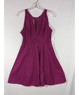 Free People Missed Connections Fit and Flare Mini Dress Fuchsia Crochet ... - £36.60 GBP