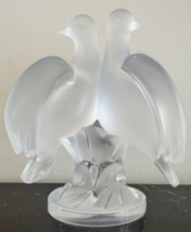 Lalique Crystal France Signed Ariane 8.5&quot; Tall Frosted Love Dove Figurine - £316.14 GBP